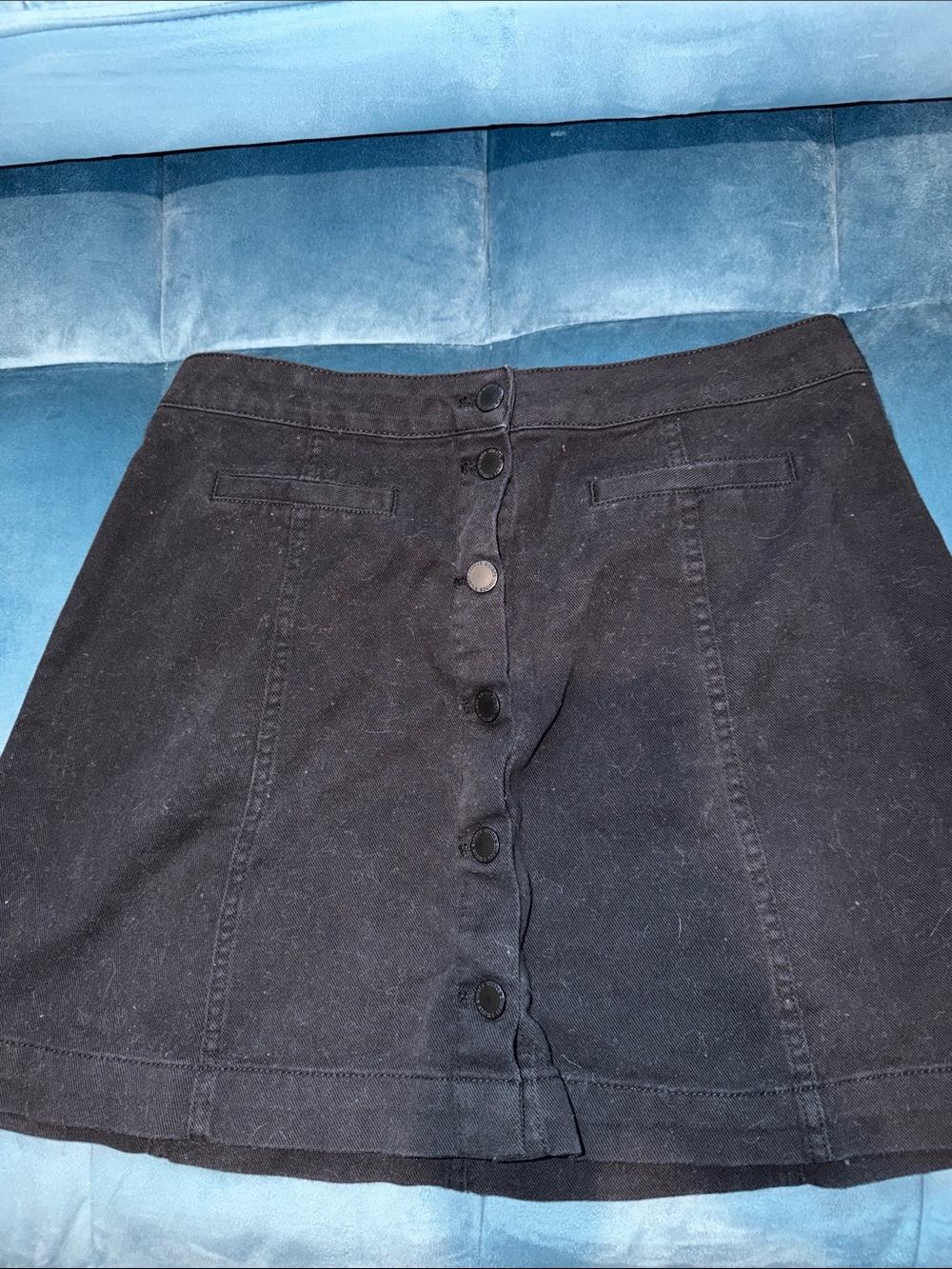 H&M Black Button-Front Mini Skirt